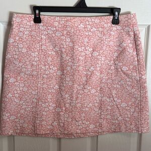 LOFT Pink and White Floral Mini Skirt
